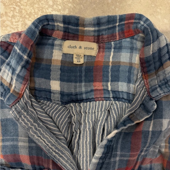 Cloth & Stone x Anthropologie Blue Flannel Button Down Shirt XS Great Condition - Picture 3 of 4